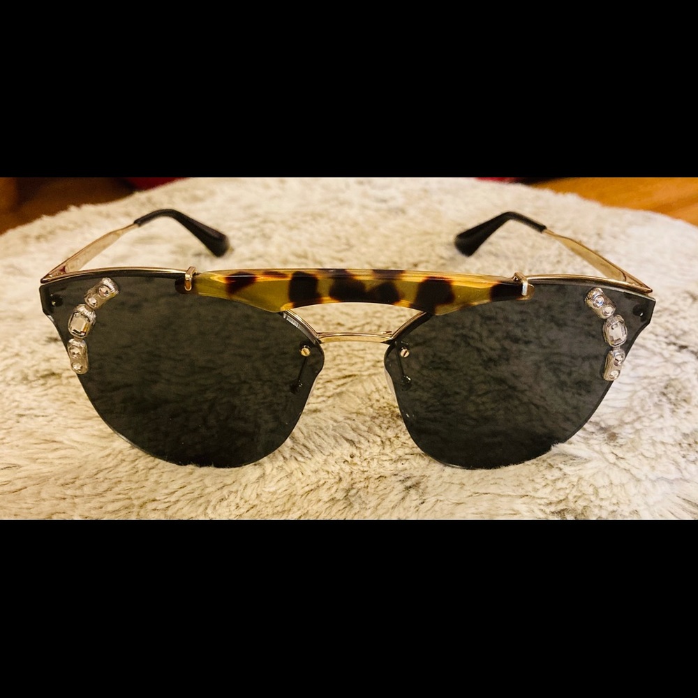 Authentic Prada Leopard and Bling Sunglasses